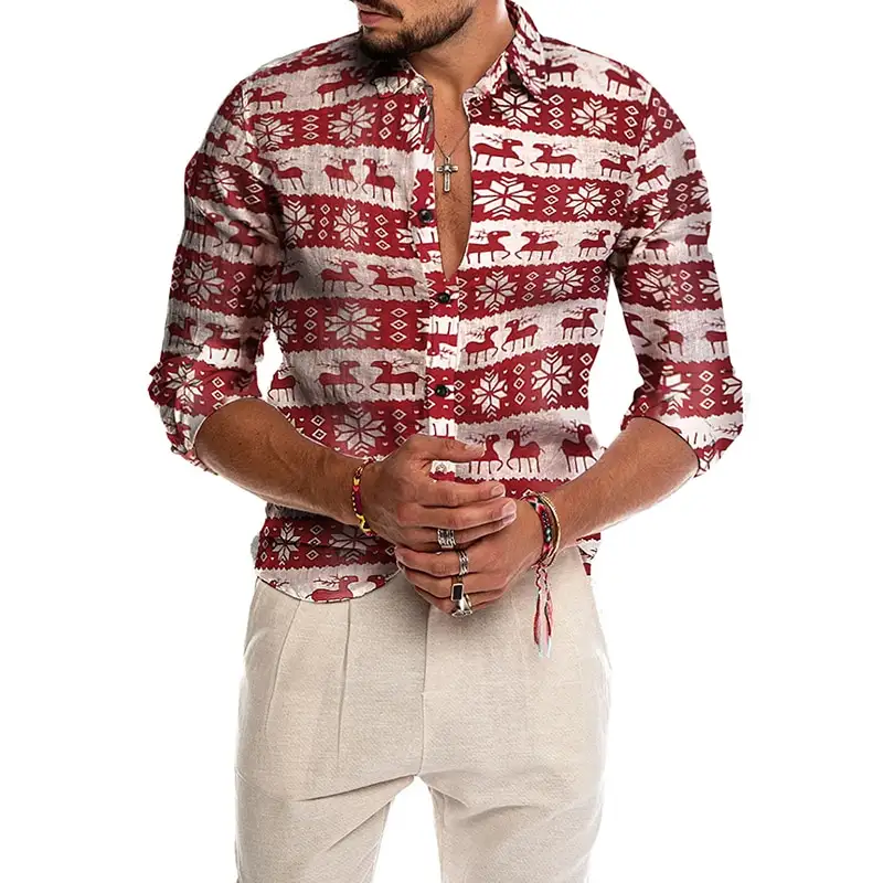 Fawn print cotton and linen shirt