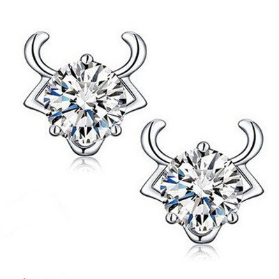 European and American fashion retro twelve constellation silver-plated earrings