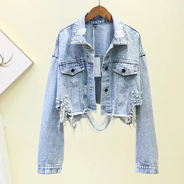 Women's denim short coat Blue - Shop at LoveMi