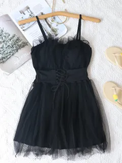 Conservative student one-piece swimsuit - Black - View 1