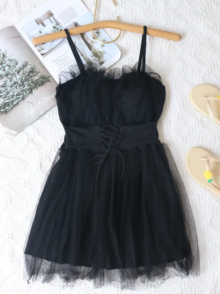Conservative student one-piece swimsuit - Black
