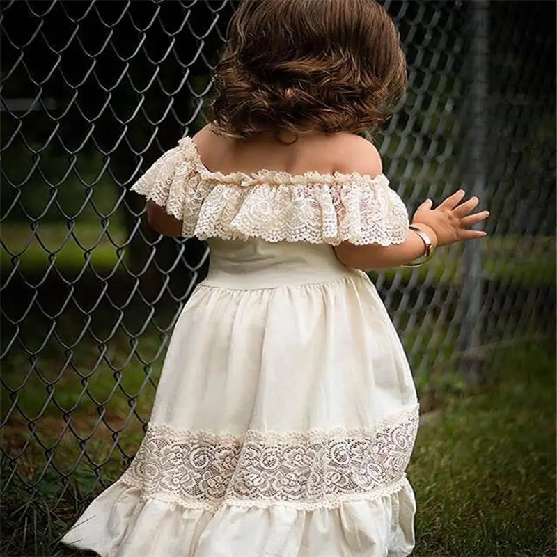 Solid-color lace sleeveless princess dress