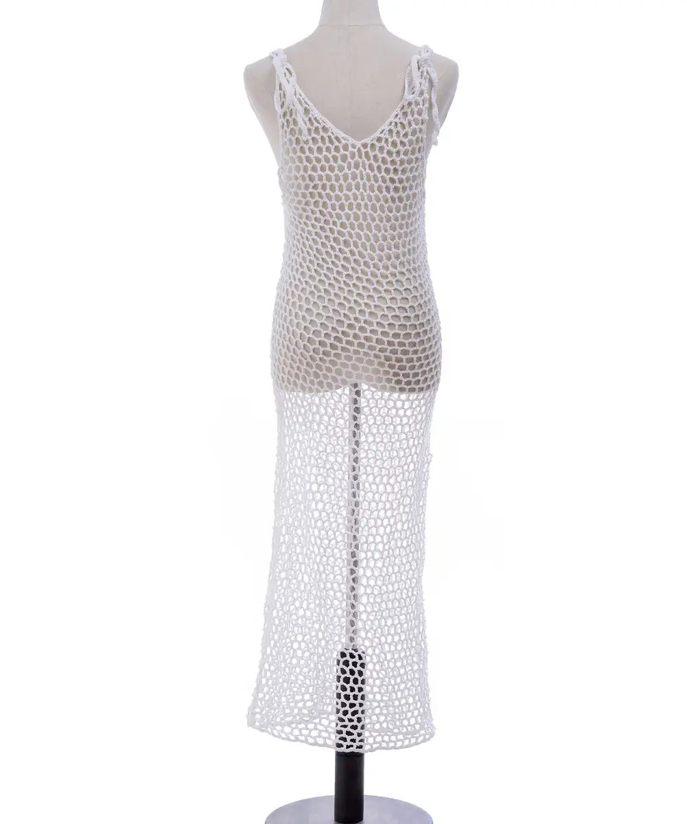 Knitted fishnet cutout bikini
