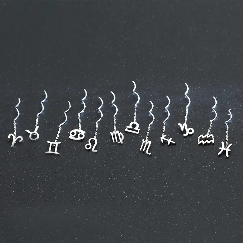 Personality 12 Constellation Ear Line Temperament Wave Ear Chain Earring