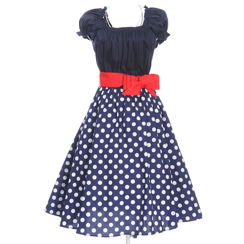 Women's blue polka dot dress