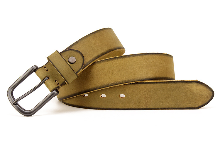 Men's leather pin buckle belt
