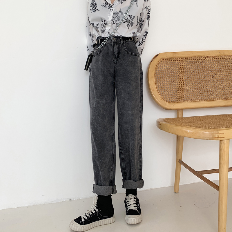 High rise smoky grey jeans Black - Shop at LoveMi