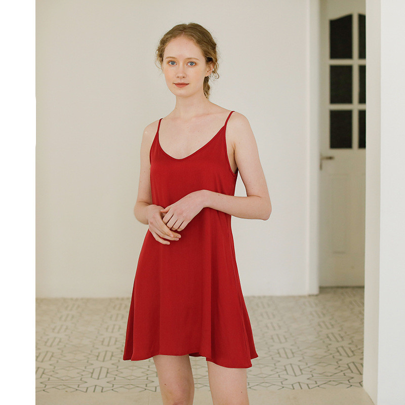 Satin cross straps home nightdress