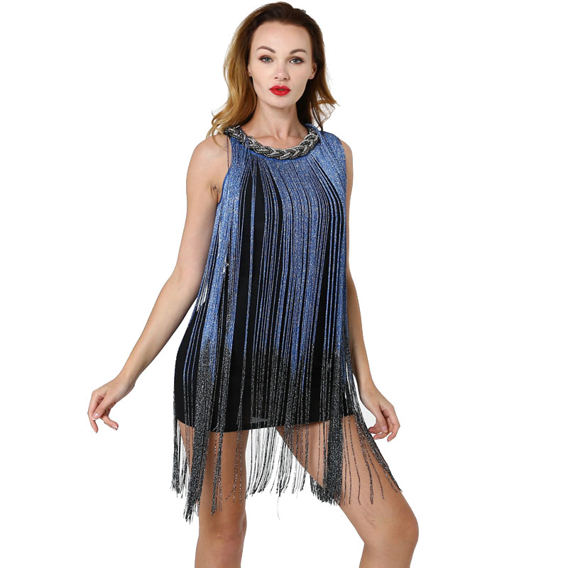 Halter Neck Gradient Fringe Sleeveless Dress