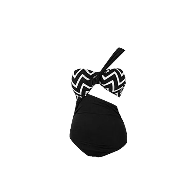 One piece high waist triangle ladies swimsuit Black - Shop at LoveMi