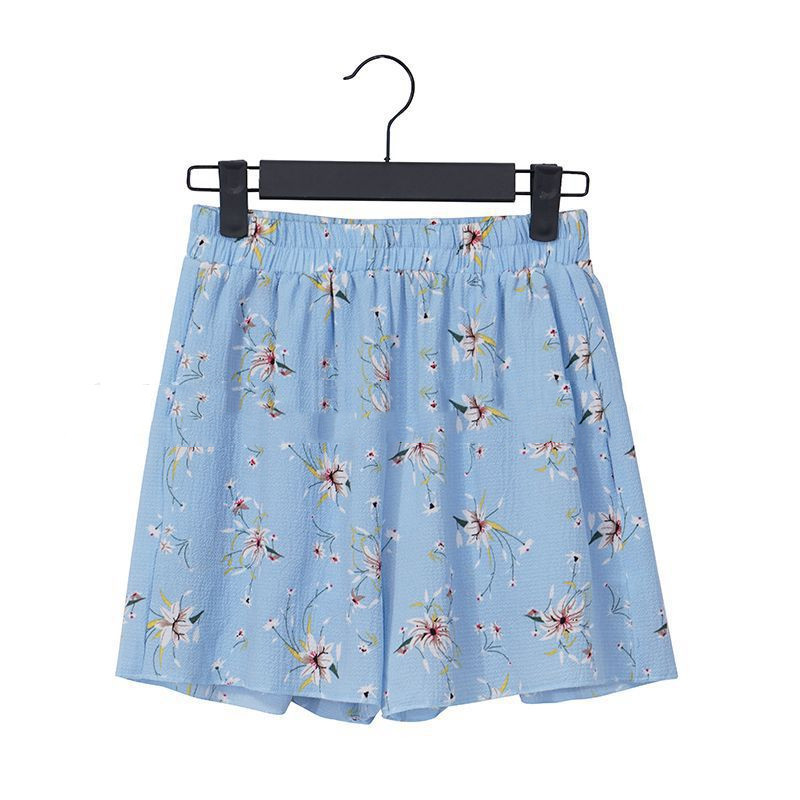 Floral chiffon shorts plus size polka dot shorts Blue - Shop at LoveMi