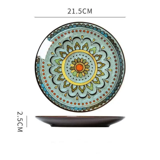 Hand painted ceramic plate round dinner plate Dark Green 8.5 - Shop at LoveMi
