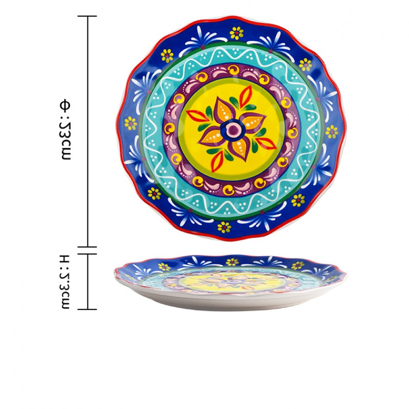 Underglaze ceramic steak western plate Blue Lace - Shop at LoveMi