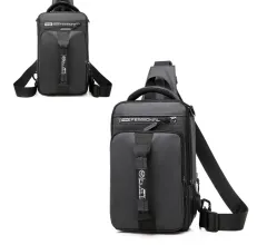 Chest bag casual outdoor messenger bag - Grey - View 1