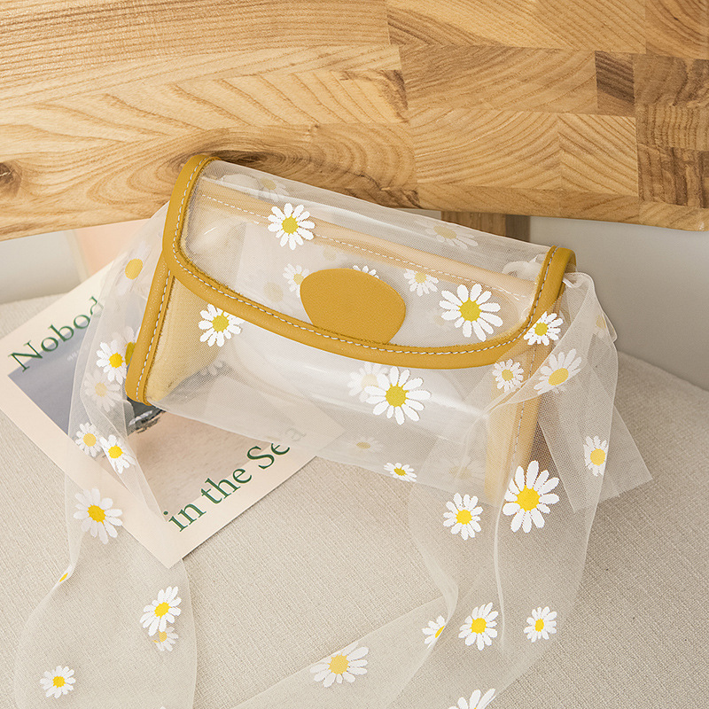 Small daisy mesh transparent handbag