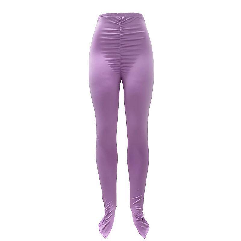 Title 2, Solid color pleated leggings for women. Comfort...