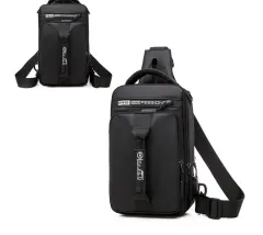 Chest bag casual outdoor messenger bag - Black - View 1