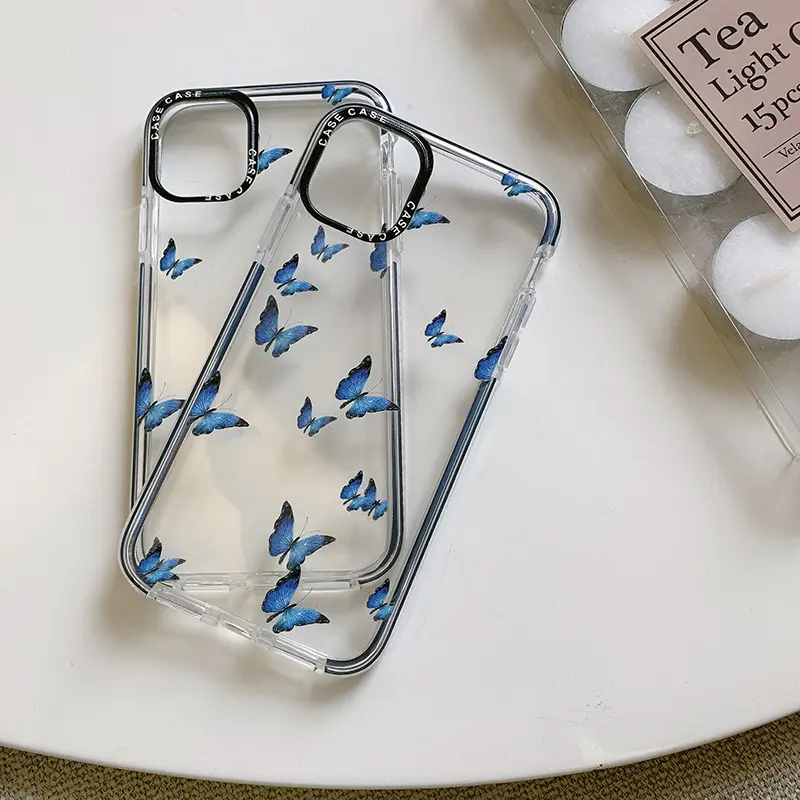 Compatible with Blue Butterfly Transparent Phone Case