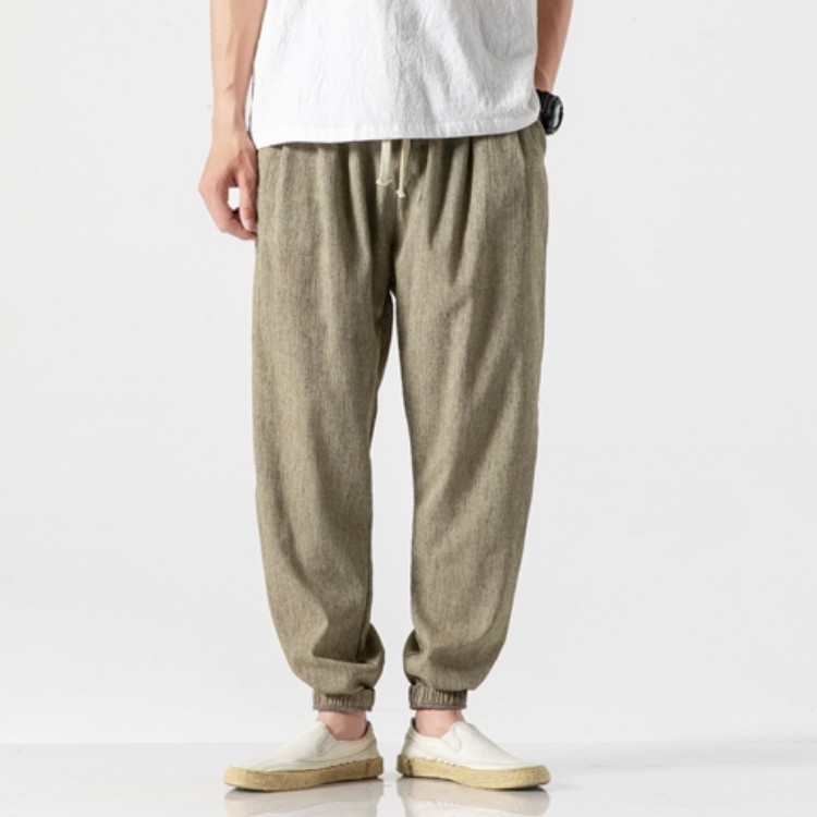 Men's linen cropped trousers