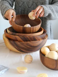 Kitchen Natural Wooden Bowl Household Fruit Bowl Salad Bowl For Home Restaurant Food Container Wooden Utensils Note The Size Hot - Brown - View 1