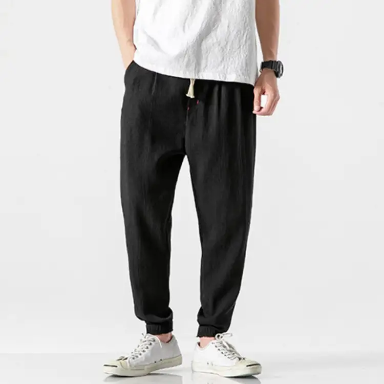 Men's linen cropped trousers