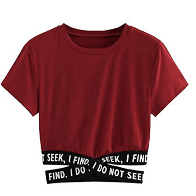 Solid color letter bandage cross crop top