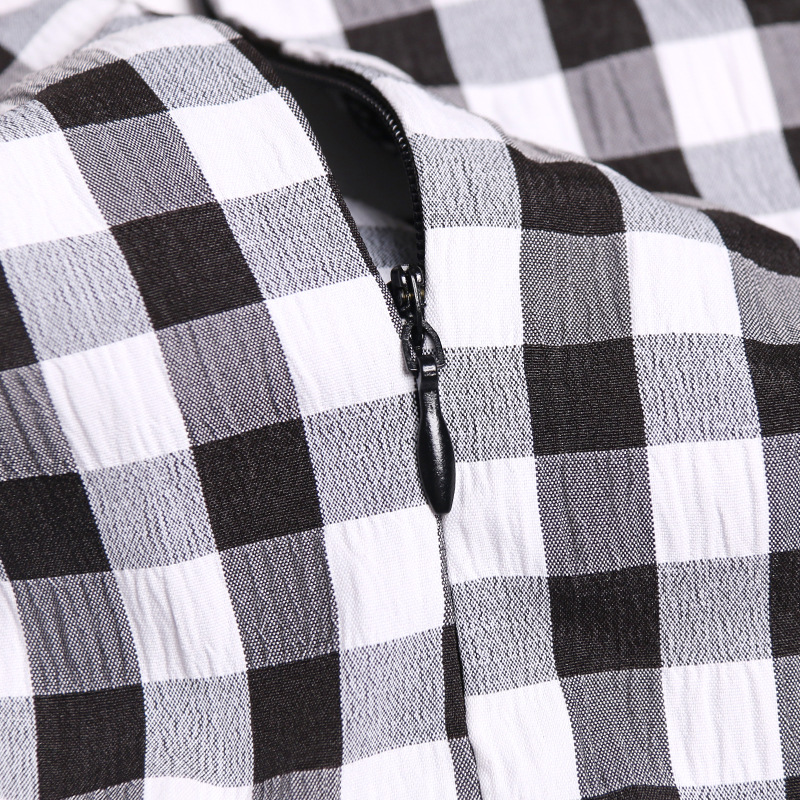 Irregular plaid long skirt