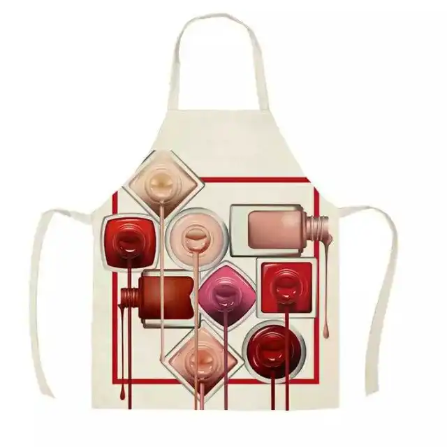 Pink nail polish cartoon apron Beige - Shop at LoveMi