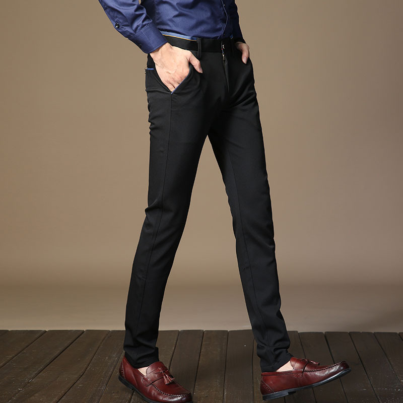 Pure color slim stretch small trousers