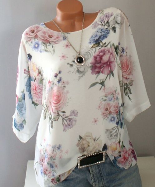 Hot sale loose print big round neck half sleeve T-shirt