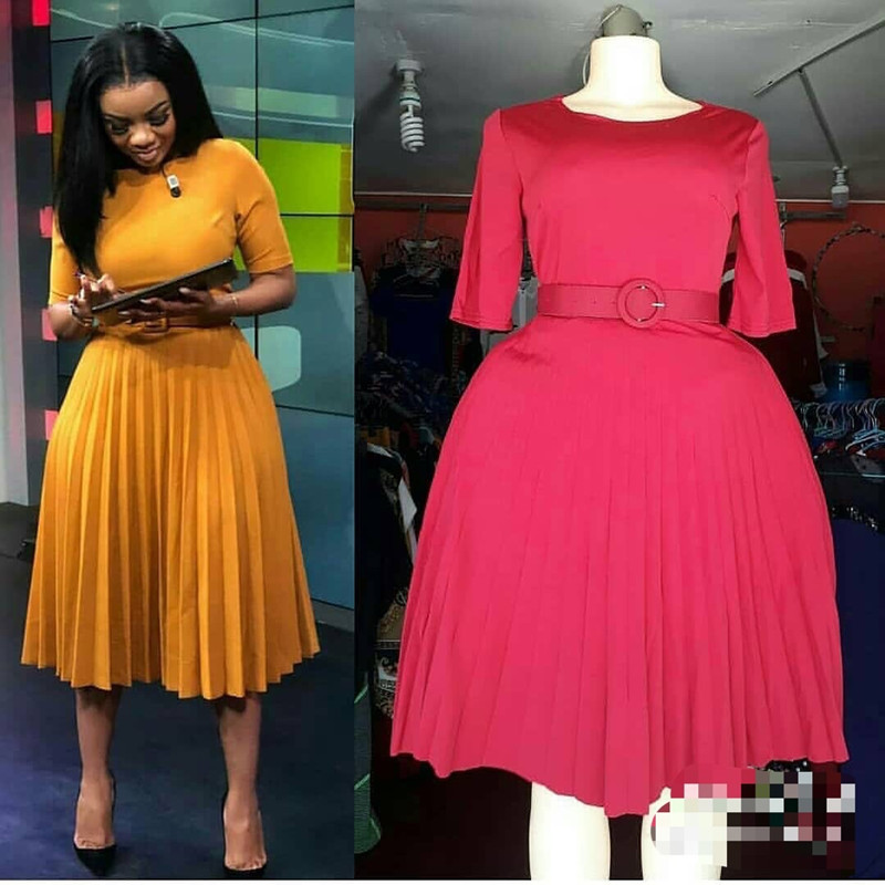 High waist pleated dress