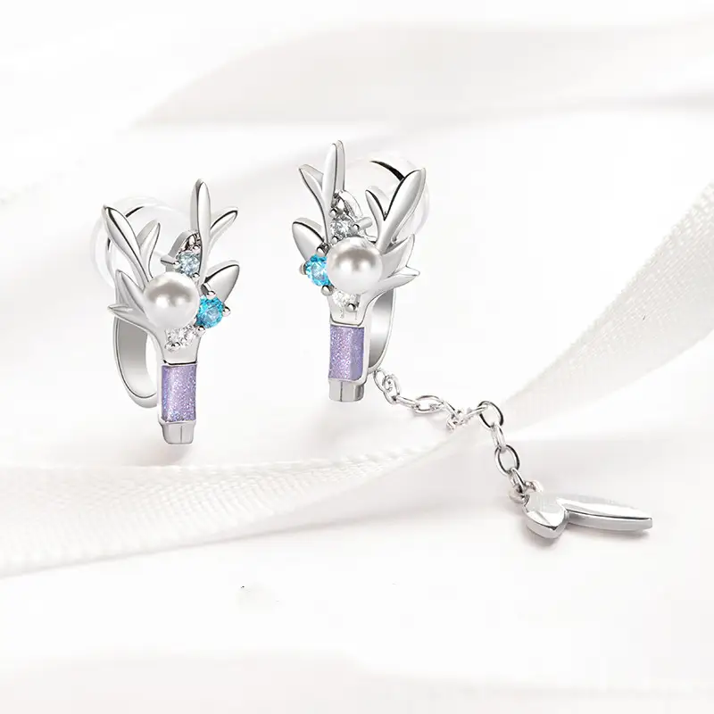 Heart brooch ear clip sterling silver