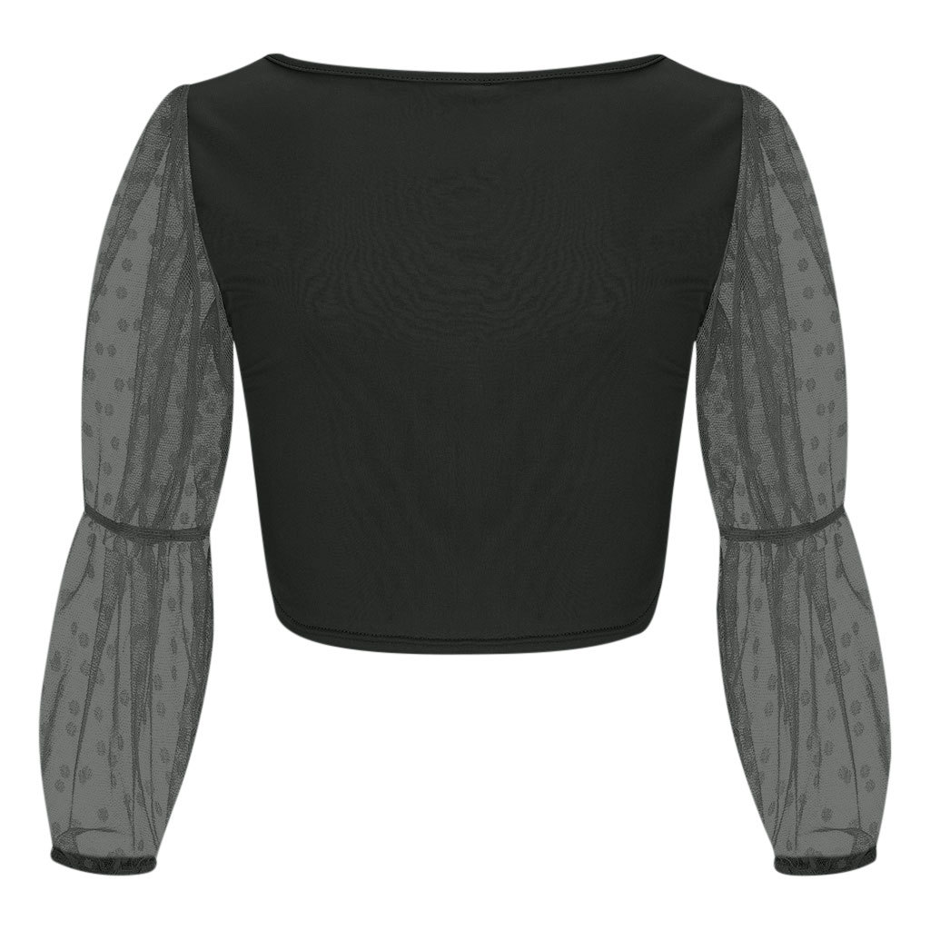 Long sleeve top round neck chiffon shirt