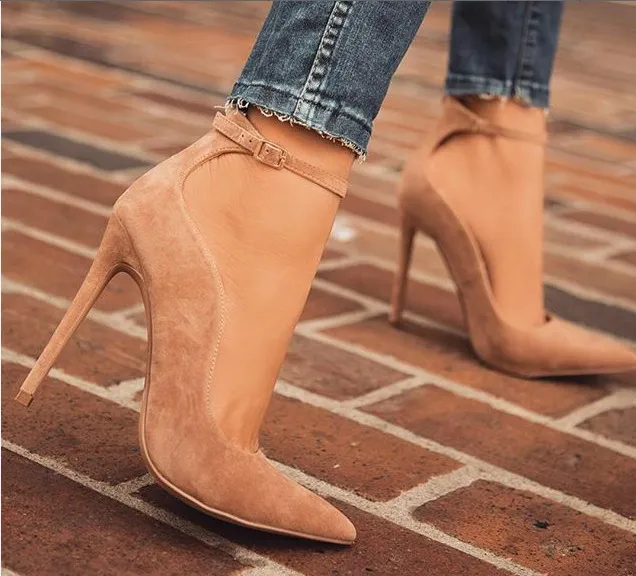 Buckle pointed high heels Beige - Shop at LoveMi