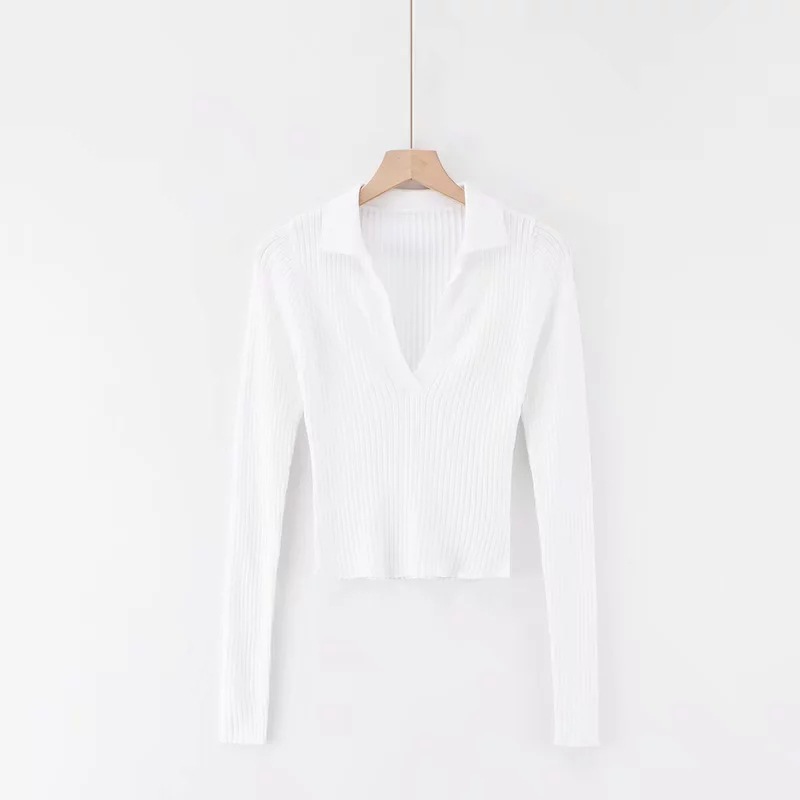 Long-sleeved slim-fit all-match short base sweater