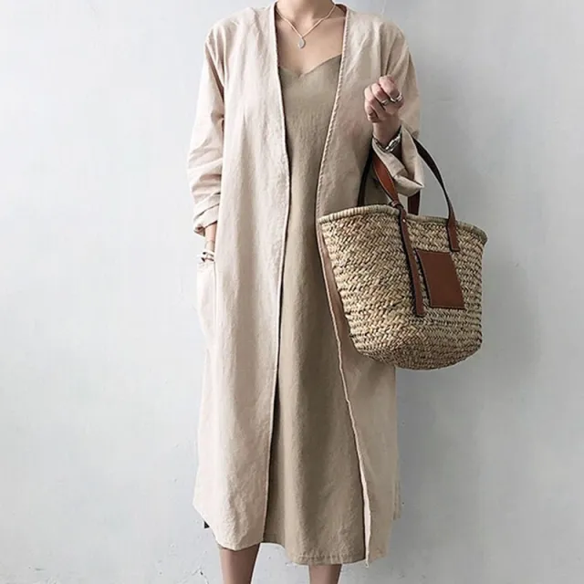 Solid color plus size loose cardigan jacket Apricot - Shop at LoveMi