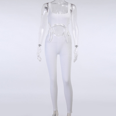 Lace up cutout sports pants suit White - Shop at LoveMi