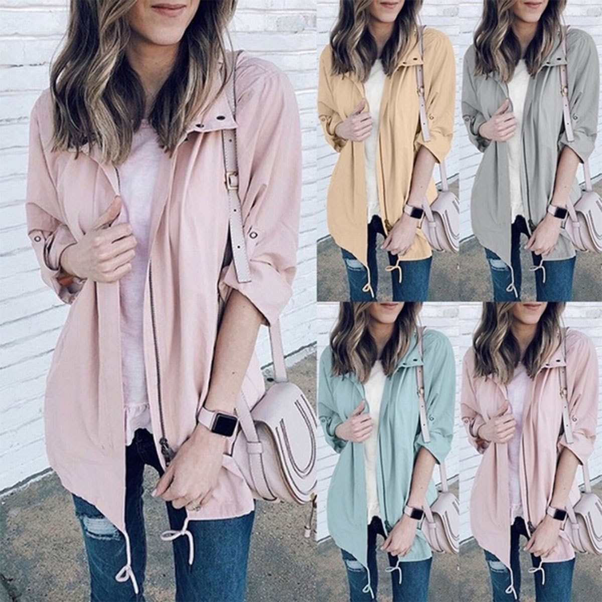 Mountaineering jacket mid-length women's windbreaker