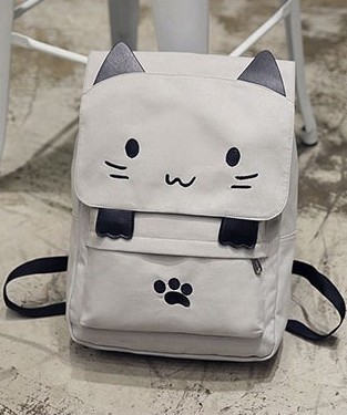 Cute cartoon cat middle school student backpack White - Shop at LoveMi