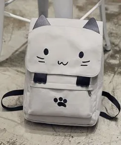 Cute cartoon cat middle school student backpack - White - View 1