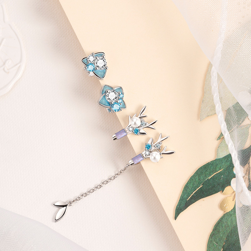 Heart brooch ear clip sterling silver