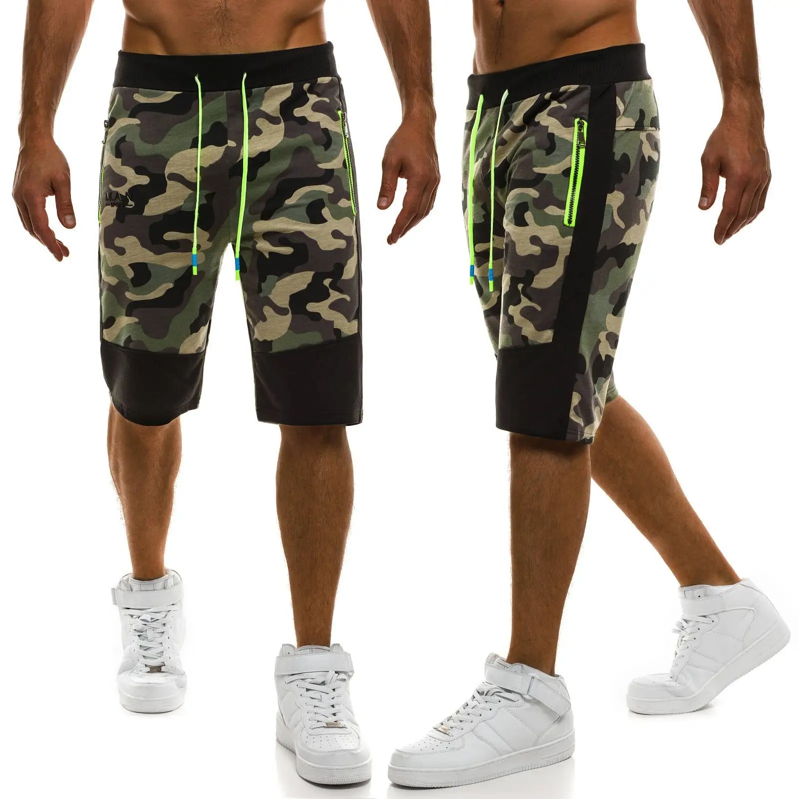 Elastic waist casual five-point pants