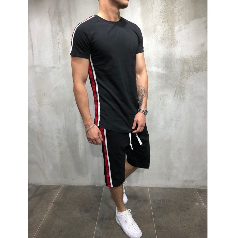 Striped stitching hip-hop men's suit