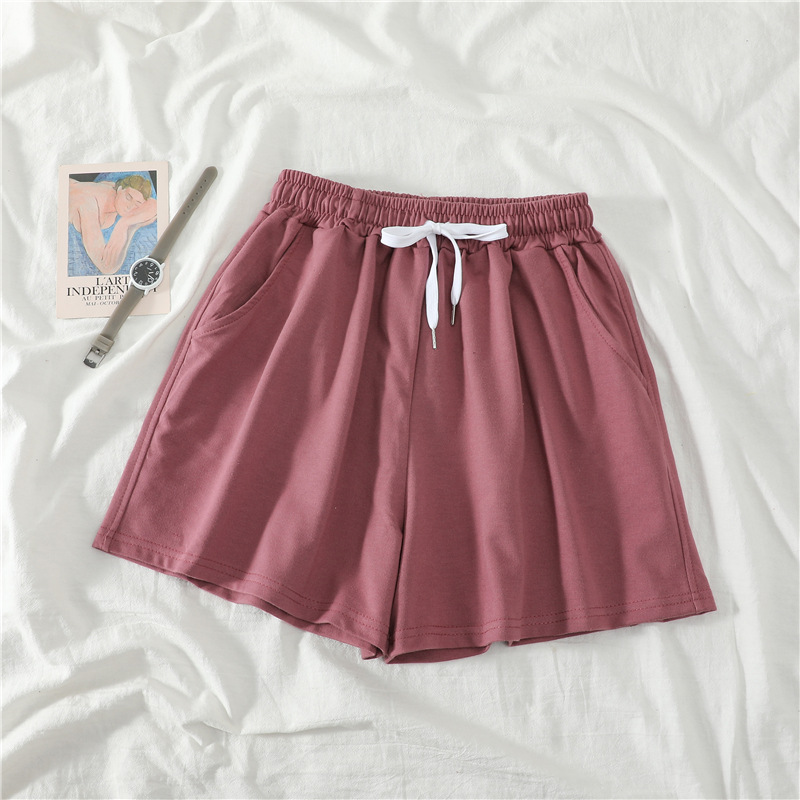 High waist wide leg slimming sports casual shorts Fuchsia - Shop at LoveMi