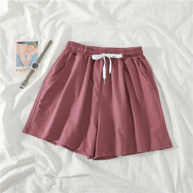 High waist wide leg slimming sports casual shorts Fuchsia - Shop at LoveMi