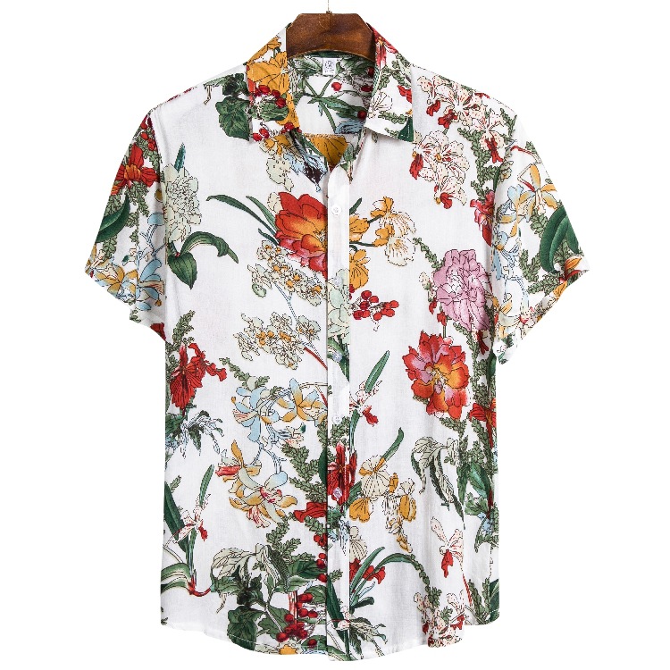 Title 4, Patterned silk-cotton shirt with short sleeves