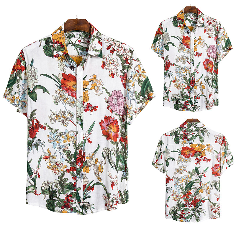 Title 5, Patterned silk-cotton shirt with short sleeves