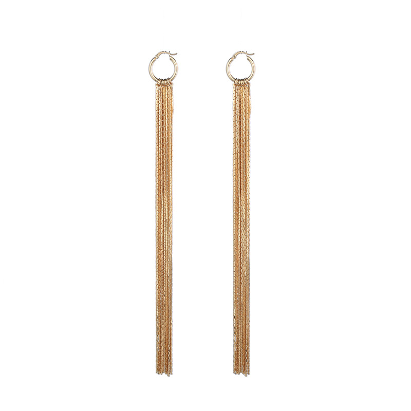 Women's exaggerated long tassel earrings