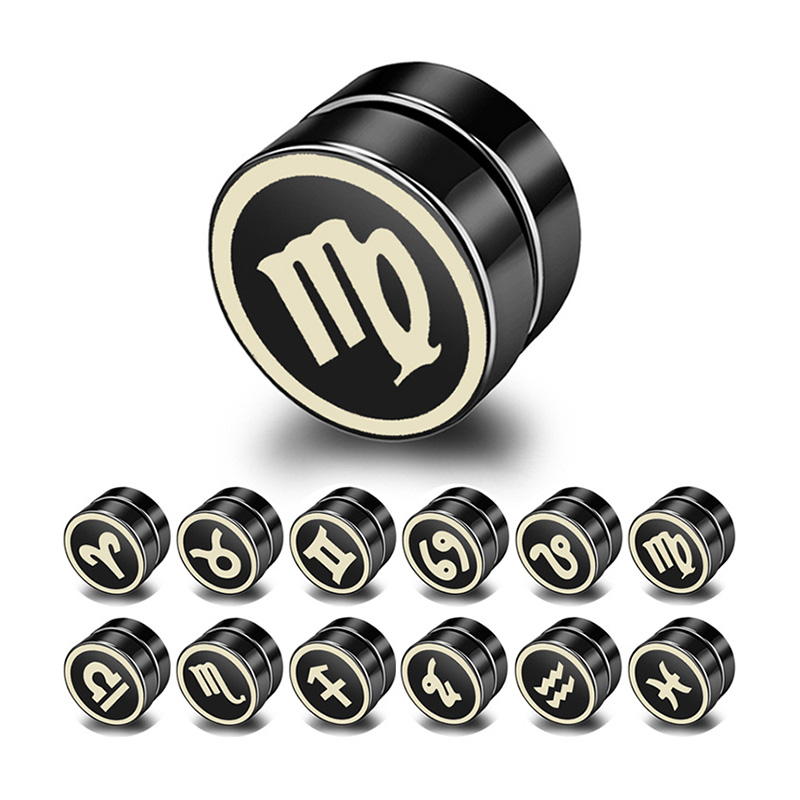 12 constellation black double-sided magnet earrings