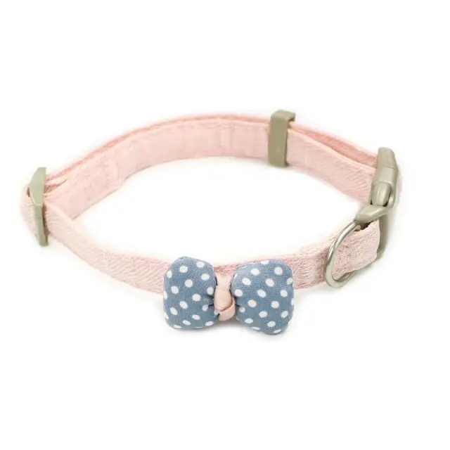 Gentleman Cotton Cored Polka Dot Bow Cat Collar Pink - Shop at LoveMi